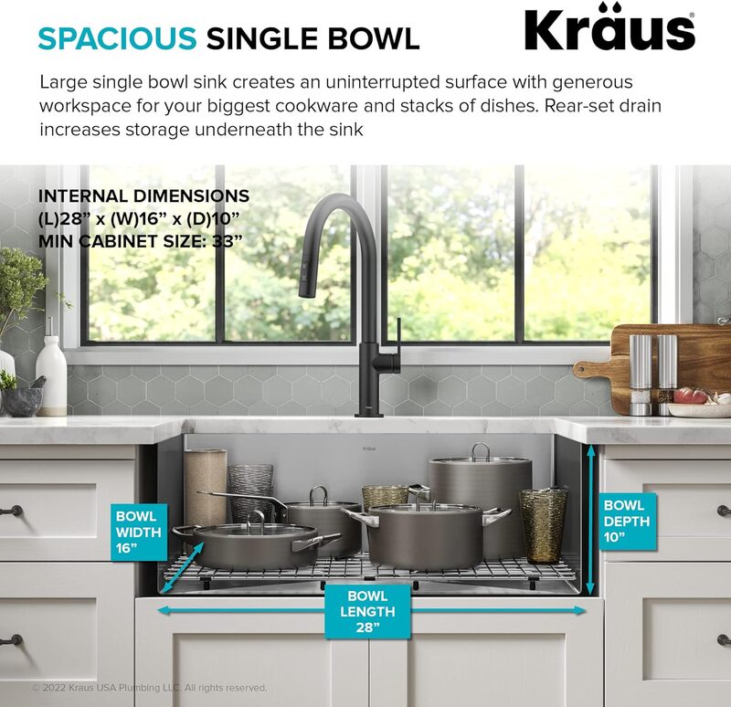 Kraus wastafel dapur KHU100-30, 30 inci, Stainless Steel