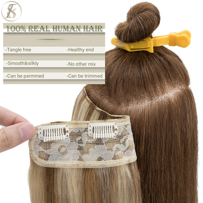 TESS V-образная шиньон 75 г 22 дюйма накладные человеческие волосы на клипсе заколка для волос 3/4 полная голова прямые светлые натуральные волосы для наращивания