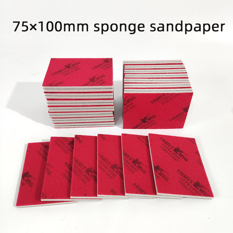 สีแดงกระดาษทรายรถทราย Putty 75X100ฟองน้ำแห้งกระดาษทรายเฟอร์นิเจอร์ฮาร์ดแวร์พื้นผิวขัดขัดกรวด