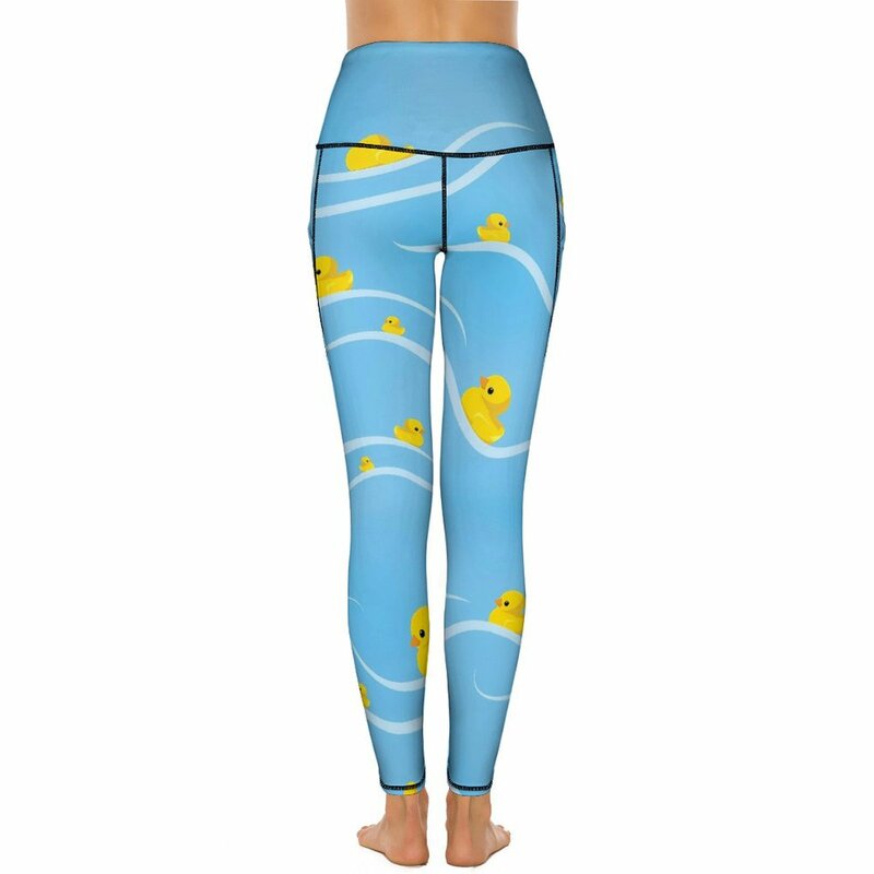 Leggings sexy push up amarelas para mulheres, patos em fileira, calças de ioga animal, leggins retrô de secagem rápida, calças esportivas para fitness e corrida