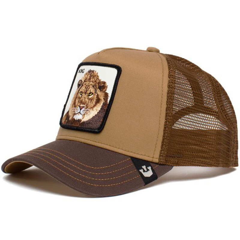 Modna czapka z daszkiem w kształcie zwierzątka podróżna z daszkiem męska haftowana czapka hip-hopowa styl pary osłona przeciwsłoneczna regulowana czapka z siatką typu Trucker Bone