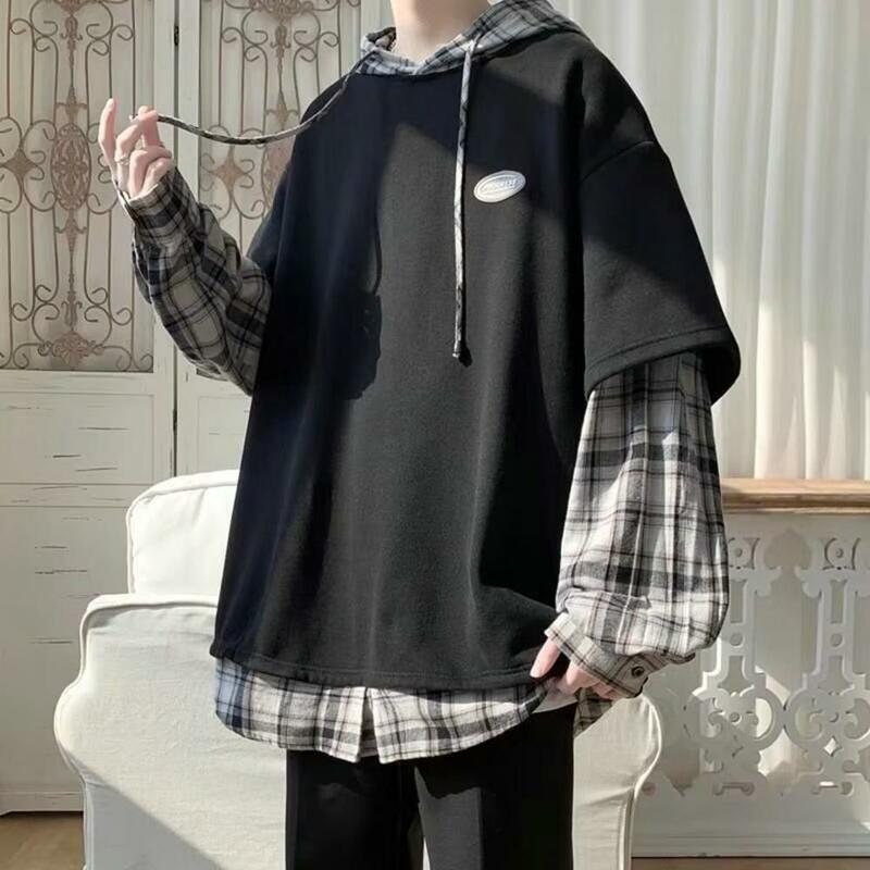 Camisa de primavera para hombre, Jersey suelto de manga larga, con cordón, transpirable, longitud media, otoño