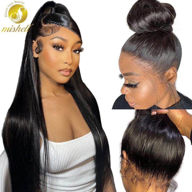 42 44 Inch Long Straight Lace Wigs 13x6 Lace Frontal Human Hair Wig for Women 250% Density 360 Full Lace Frontal Wig PrePlucked