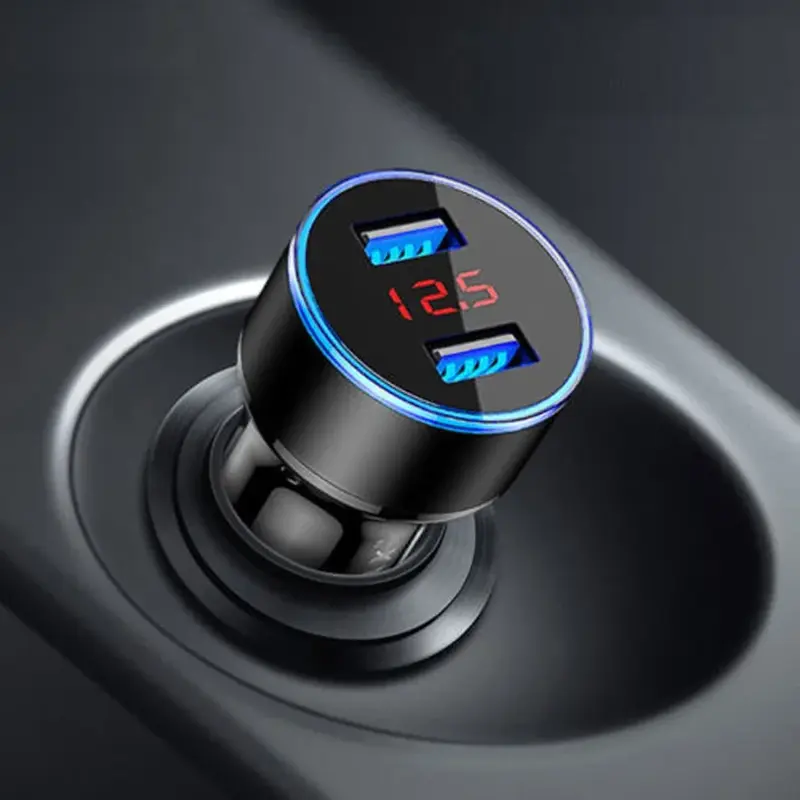 5V 3.1A Car Charger Dual USB QC Adapter Cigarette Lighter LED Voltmeter For All Types Of Mobile Cell Phones Quick Charge