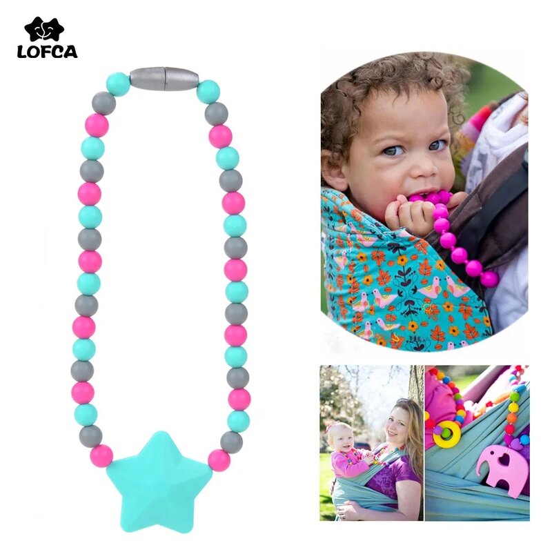 Silikon Beißring Stern Baby Schnuller Clips Sicherheit Zahnen Baby Träger Kette Silikon Perlen Spielzeug Nicht Halskette BPA FREI