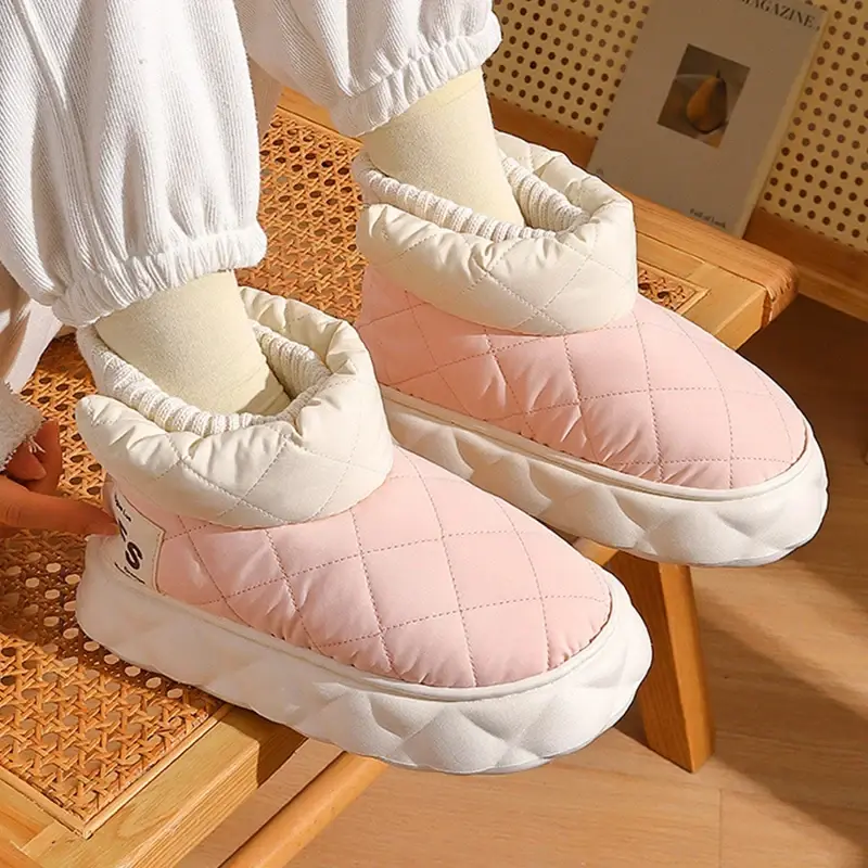 Y2k koreanische Harajuku Baumwolle kurze Knöchel Schneeschuhe lässig Gothic Slipper dicke Absätze Winter Plattform Schuh klobige flache Schuhe Frauen