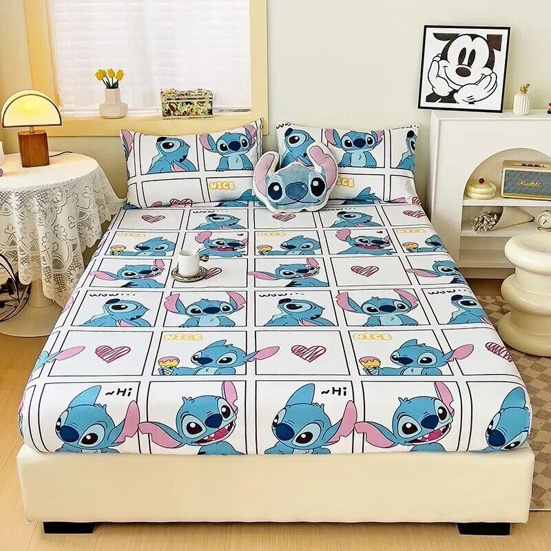 Seprai Disney Stitch Anime Lilo & Stitch sarung bantal selimut penutup seprai dekorasi kamar tidur hadiah ulang tahun anak-anak tekstil rumah