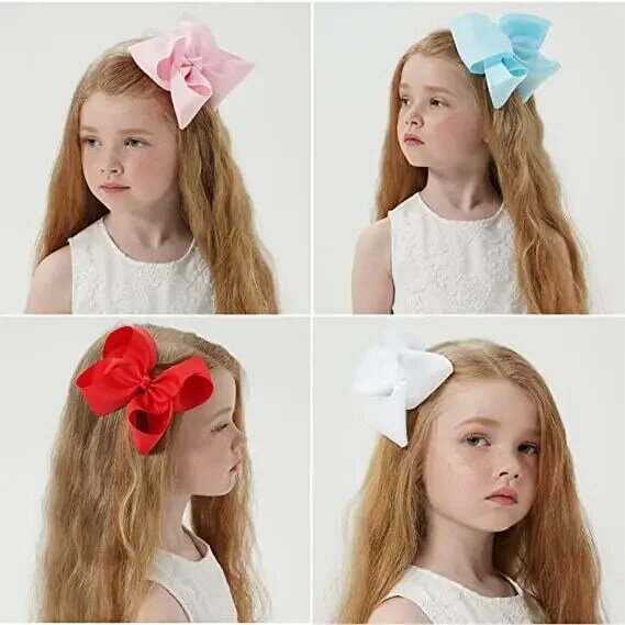 6 Zoll Mädchen große Ripsband feste Haars chleifen mit Clips Kinder handgemachte Haarnadeln Kopf bedeckung Boutique Haarschmuck Großhandel
