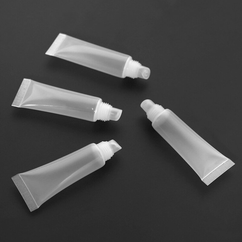 Tubos de brillo de labios vacíos, tubos de recarga de loción, tubos de compresión suaves para botella de distribución de viaje DIY, paquete de 50, 10Ml