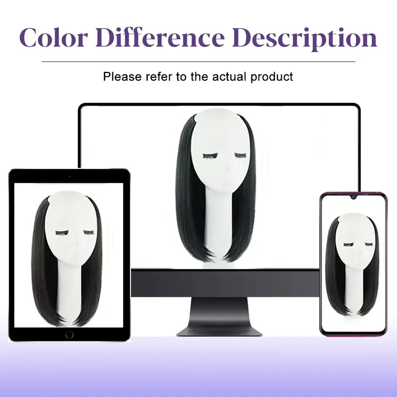 Synthetic  V-Shape One piece Hair Extension Black Natural Color Wavy Hairpiece