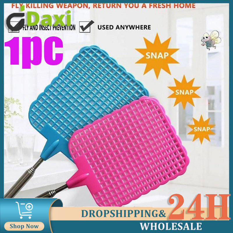 Telescópico plástico Fly Swatter, Long Handle Flies Trap, extensível Fly Trap, Pest Mosquito Killer Tool, Garden Supply, Casa