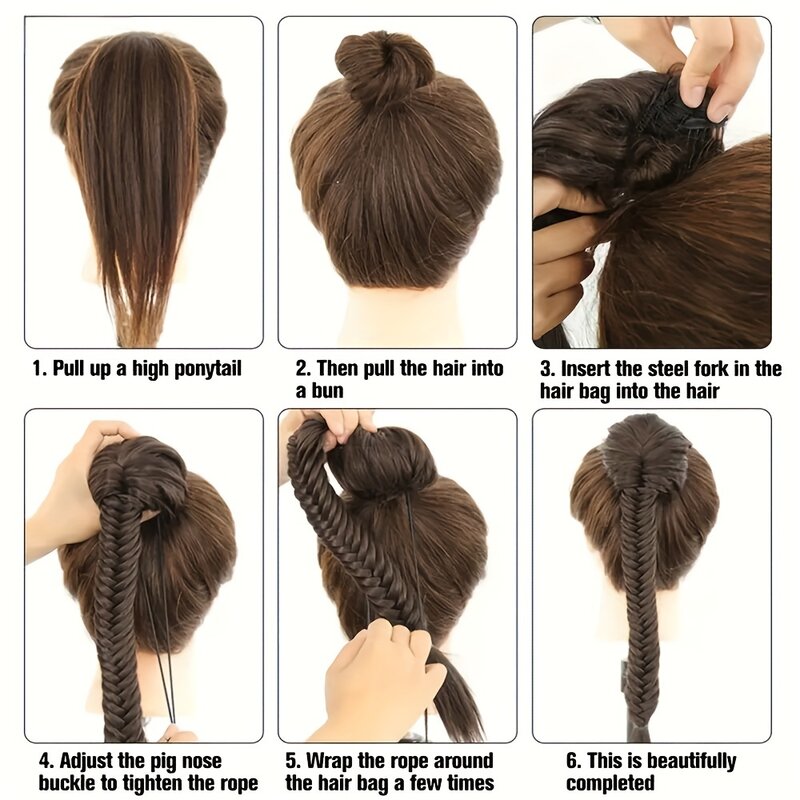 Synthetische Visgraat Vlecht Trekkoord Paardenstaart Hair Extensions 22Inch Verstelbare Pony Tail Pigtail Hair Extensions Voor Vrouwen