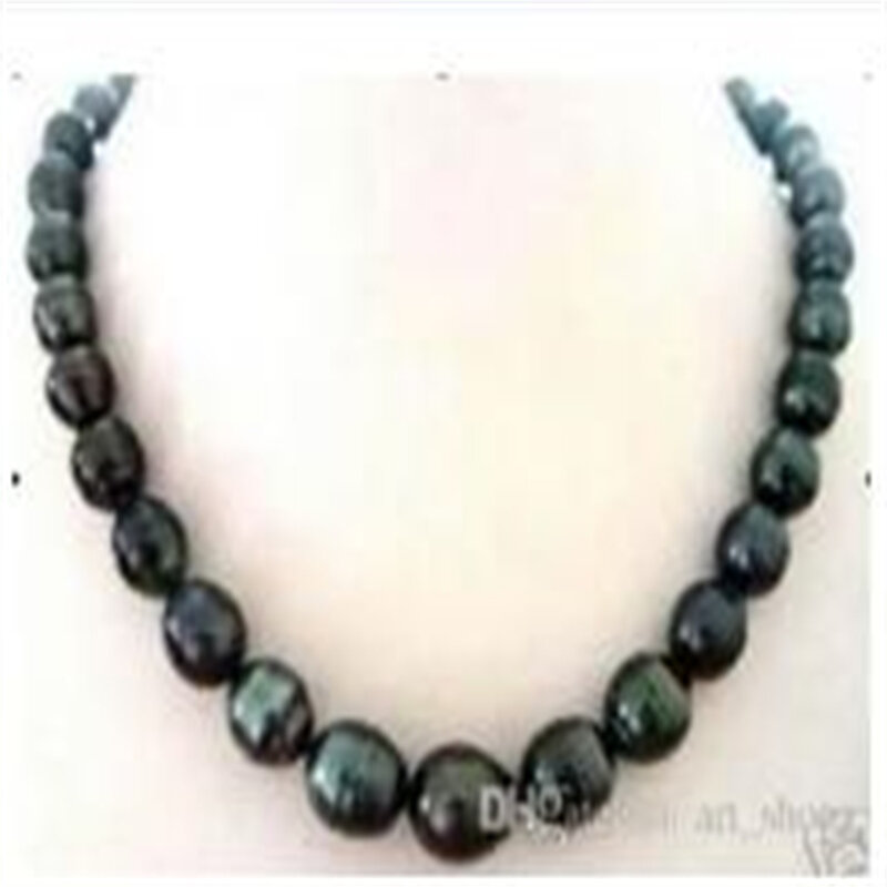 Collier de perles noires de riz de tahiti, naturel, 8x9mm