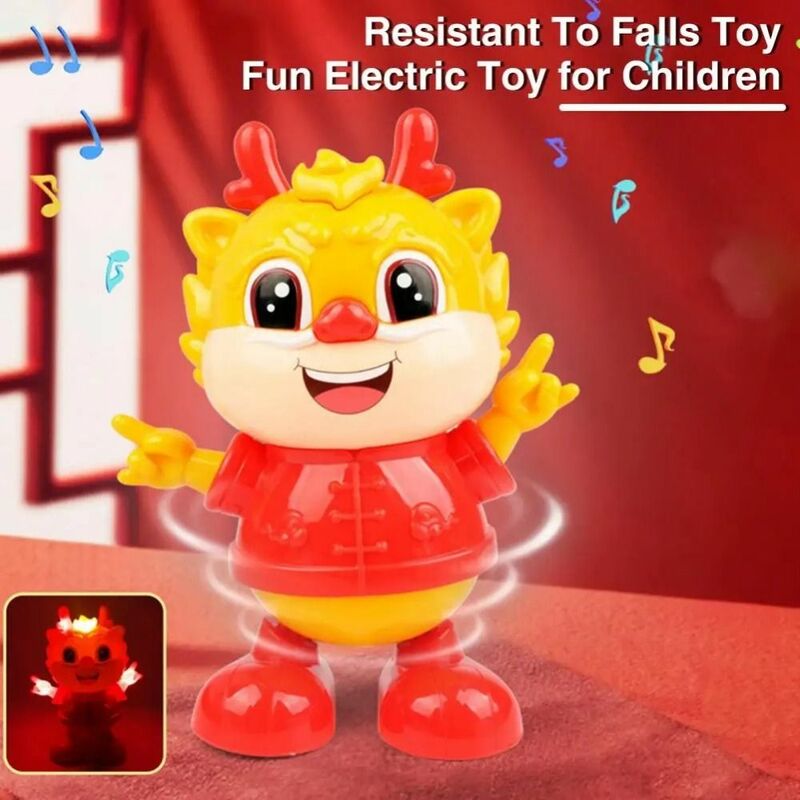 Dragon Dancing Music Dragon Toy, Cartoon Doll, Andando e cantando, Balanço, Luz LED, Brinquedo educativo