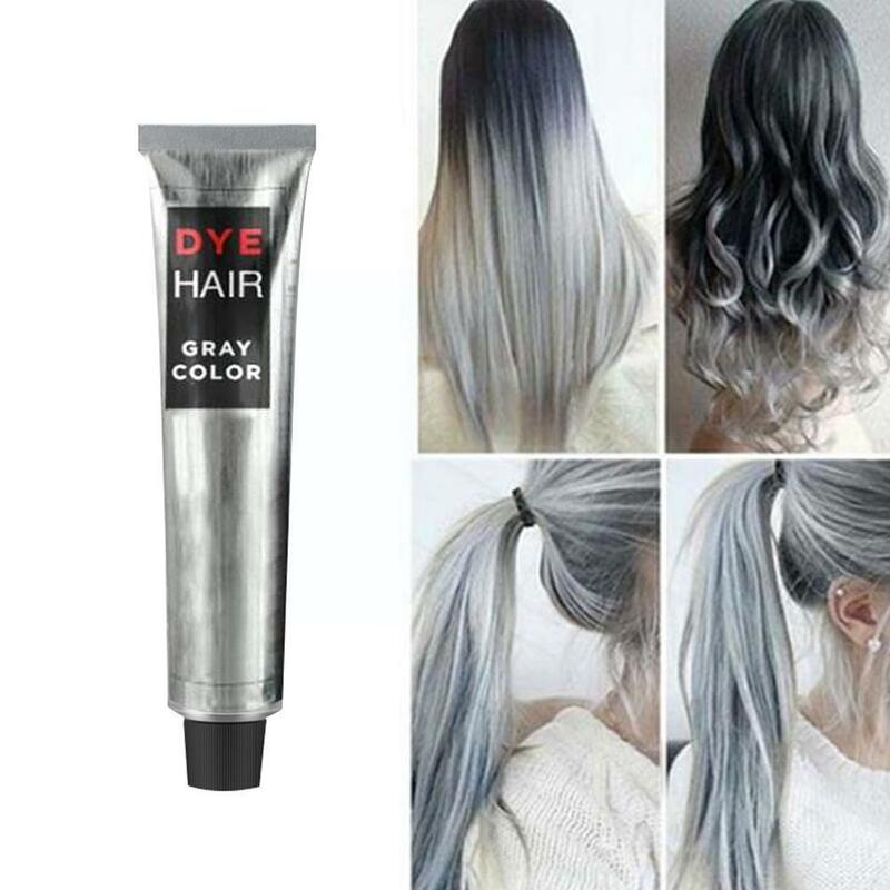 Gray Color Hair Dye Cream Unisex Smoky Gray Punk Style 100ml Light Grey Silver Permanent Hair Dye Color Cream Unisex Hair Creams