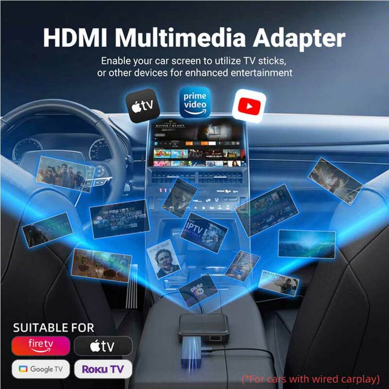 Konwerter telewizor samochodowy Mate do naklejki przeciwpożarowej dla HDMI strumieniowy odtwarzacz multimedialny akcesoria samochodowe dla Toyota Peugeot Audi VW Chevrolet Kia