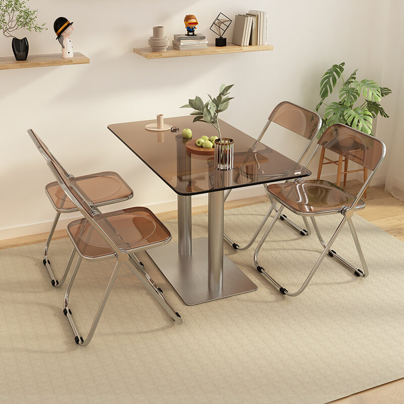 Juego de muebles de Café redondos modernos, sillas minimalistas móviles, mesas de centro creativas de vidrio, muebles Funky de restaurante Stolik Kawowy