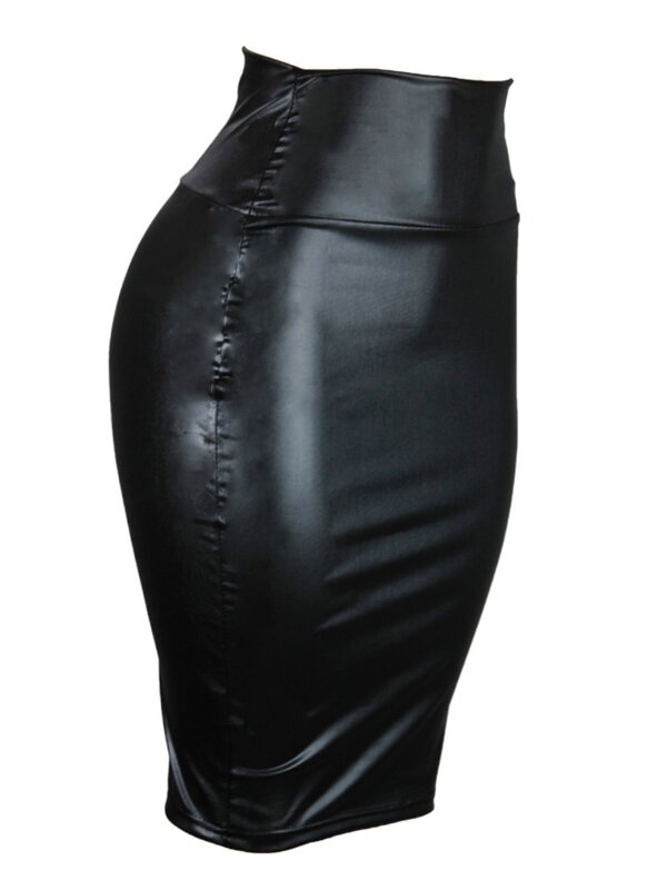 LW rok kulit imitasi wanita, rok panjang hitam klasik pinggang tinggi ukuran besar musim gugur 2023