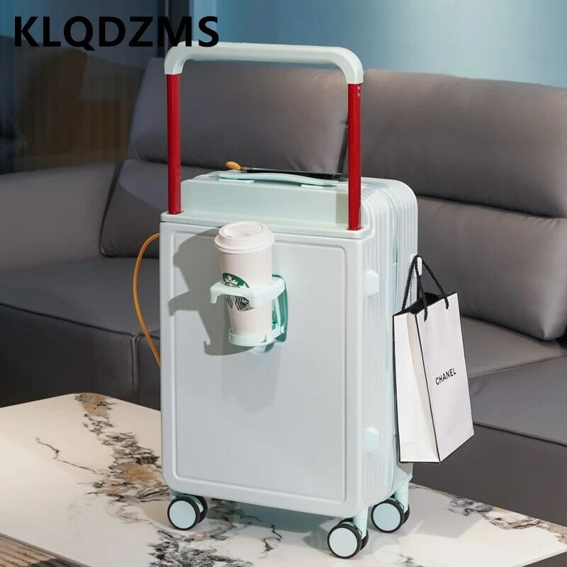 Высококачественный чемодан KLQDZMS из АБС-пластика и поликарбоната, регулируемая яркость 22 дюйма, 24 дюйма, троллейка, 20-дюймовая коробка с USB-портом для зарядки и паролем, Многофункциональный чемодан