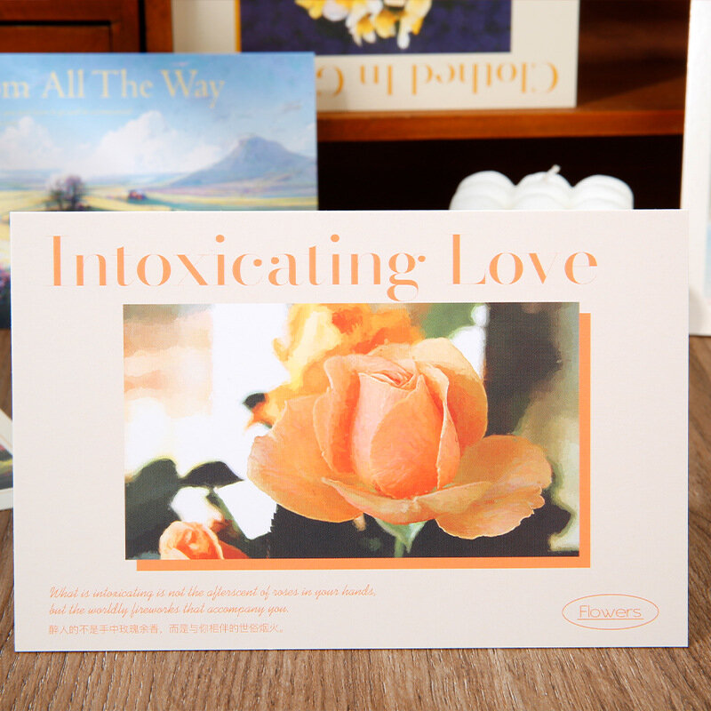 Tarjeta postal de la serie Love and Flower, Mensaje de flores frescas DIY, tarjetas de bendición, regalo de religión del Festival, 30 piezas por juego