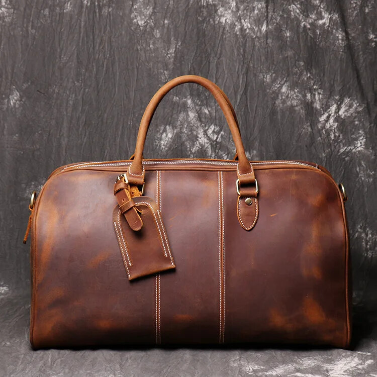 Mode Leder Reisetasche echte Reisetasche Handgepäck am wochen ende Top Layer Rindsleder Travelling Tote 50cm