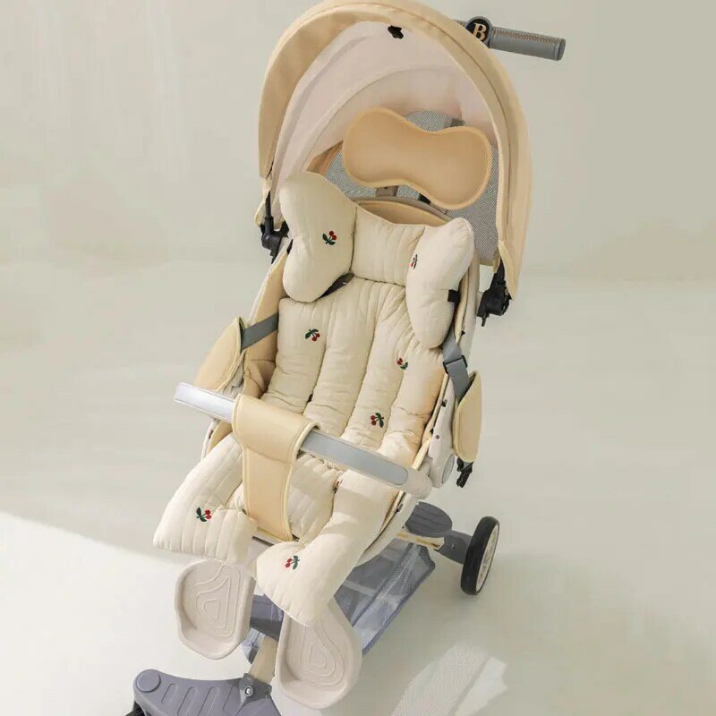 Ciepła haftowana wkładka poduszeczka do siedzenia do wózka dziecięcego fotelik samochodowy dla dziecka poduszka bawełniana poduszka na siedzenie zimową mata do wózka dziecięcego