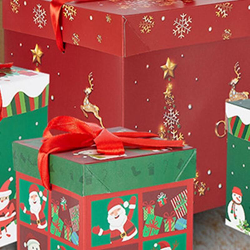 3Pcs Christmas Gift Box Set Foldable Bright Color Christmas Elk Santa Christmas Tree Decorations Home Party Winter Ornament 2024