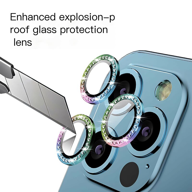 Protector de lente de diamante trasero 9D para Iphone 15 Pro Max, vidrio templado para cámara, película de funda de anillo para Iphone 13 12 14Pro Max
