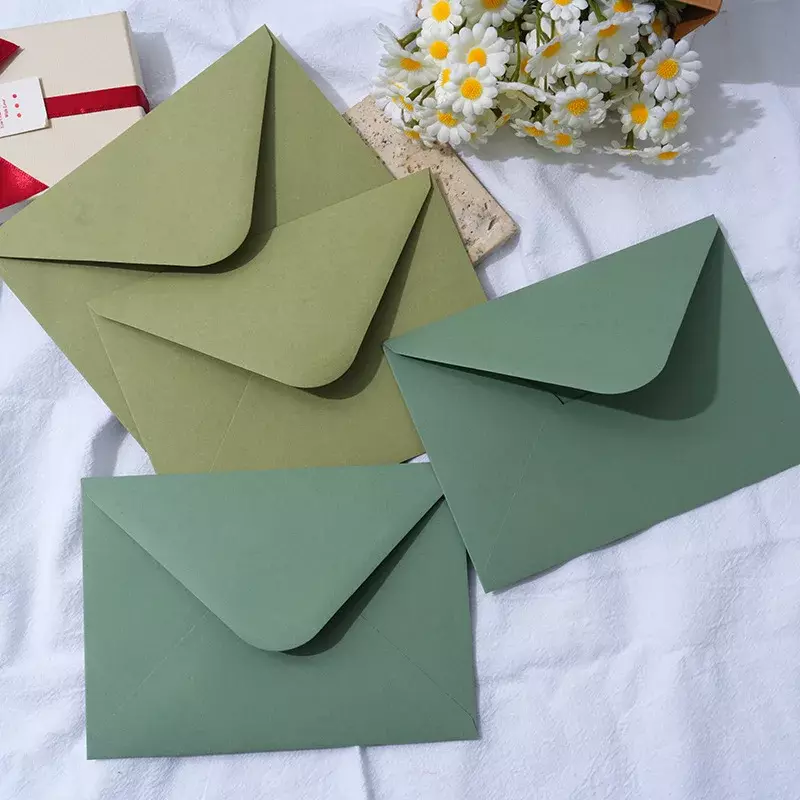 청첩장용 녹색 봉투, 종이 엽서, 비즈니스 용품, 문구 보관, 17.5x12.5cm, 130g, 로트당 50 개