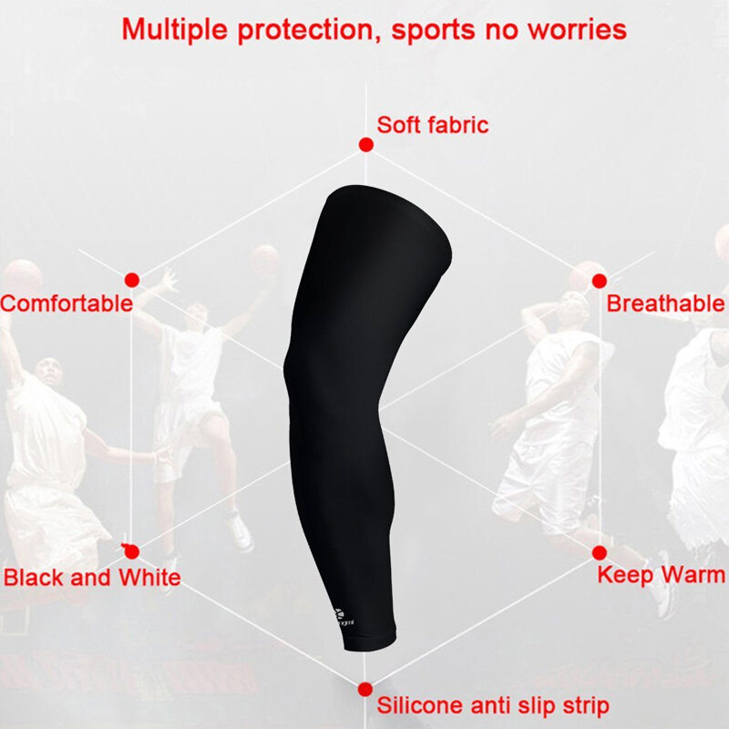 Kaus kaki kompresi lengan pria muda, Kaos Kaki Olahraga Basket tanpa kaki kompresi betis penyangga lutut mendukung artritis lengan lutut