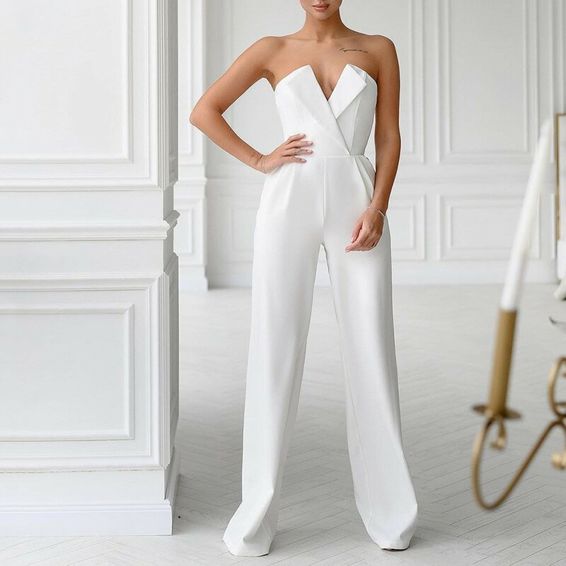 2024 Summer New European and American Women's Sexy jumpsuit Casual Fashion Irregular Dress Pants