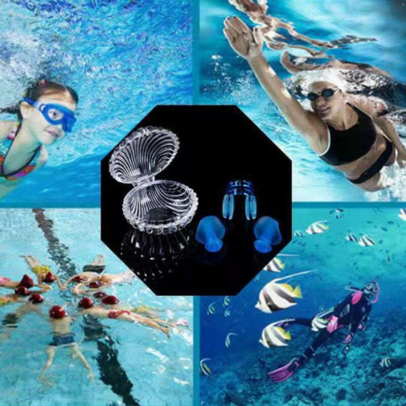 인체공학적 디자인 수영 귀마개 보호 기어, 방수 실리콘 수영 코 클립 귀마개 세트, 직송!!1 세트