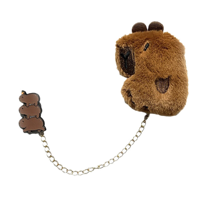 Corsage Capybara de pelúcia para crianças, emblemas de animais bonitos, broche de personalidade, roupas de desenhos animados, alfinetes mochila, presente para meninas, 1pc