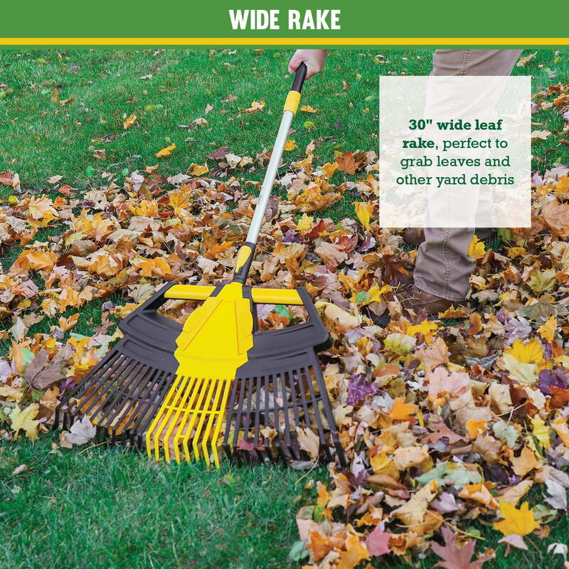 Expert Gardener 3-in-1 Leaf Rake, Functions as 30in Leaf Rake, 7in Shrub Rake or Leaf Scoops