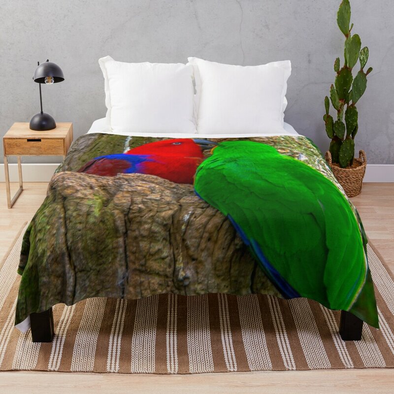 Eclectus Parrots Throw Blanket Plaid on the sofa Weighted Blanket