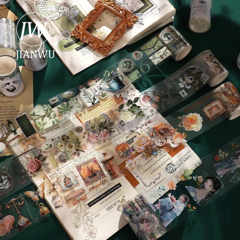 Jianwu 200cm/Rolle literarische Blume Charakter Landschafts bau Material Dekor Haustier Band kreative DIY Journal Collage Briefpapier