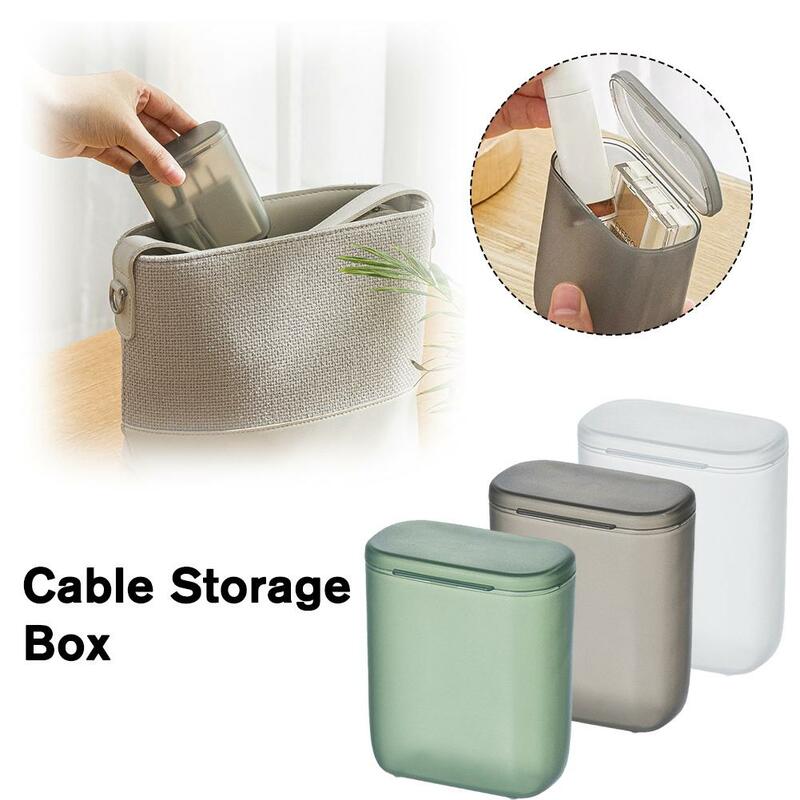 Portable Data Cable Storage Box With Cover Headphone Charger Mobile Phone Travel Transparent Wire Container Box For Office F5x7