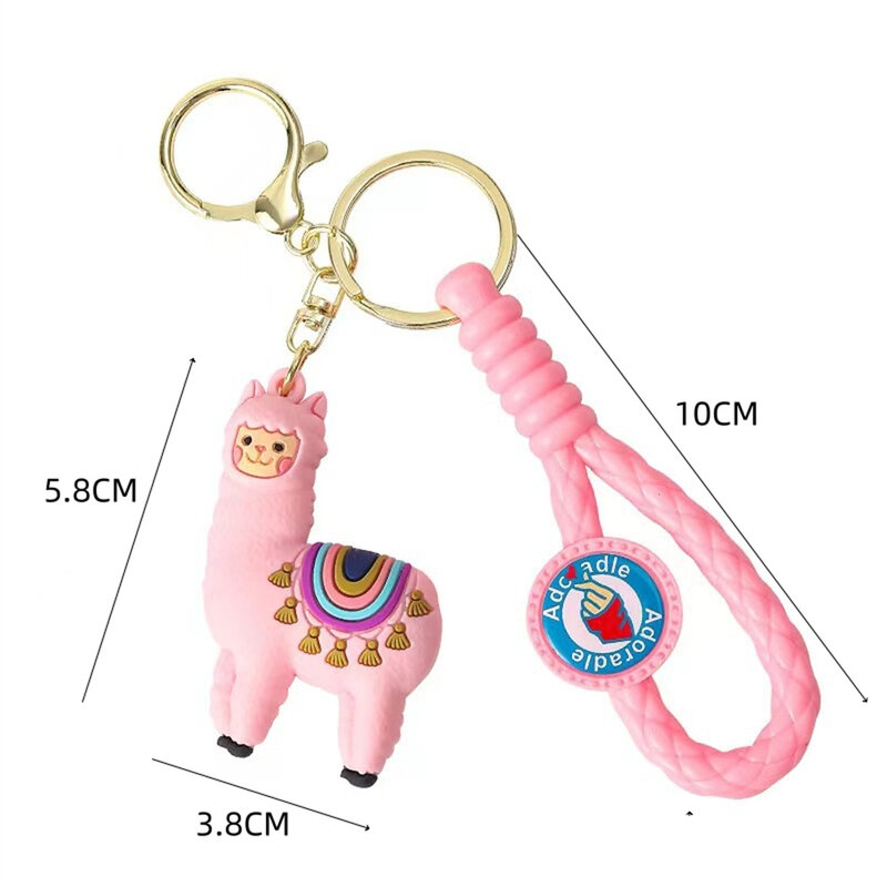 Kartun Alpaca gantungan kunci pasangan liontin pelajar ransel lucu gantungan kunci tas boneka indah gantungan kunci mobil hadiah perhiasan
