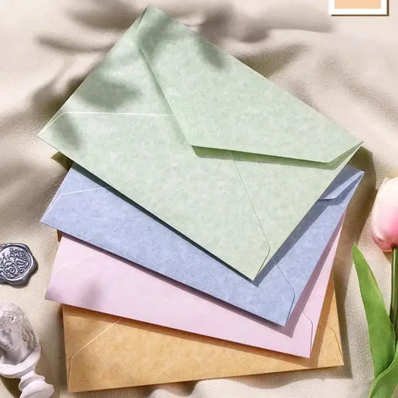 Sobres de papel grueso de alta calidad para cartas, bolsa de papel Kawaii para tarjetas postales, invitaciones de fiesta de boda, 5 piezas