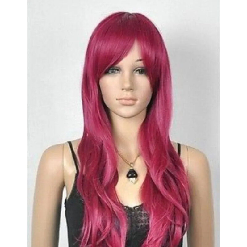 Wig rambut wanita, gaya baru mawar panjang merah wasy