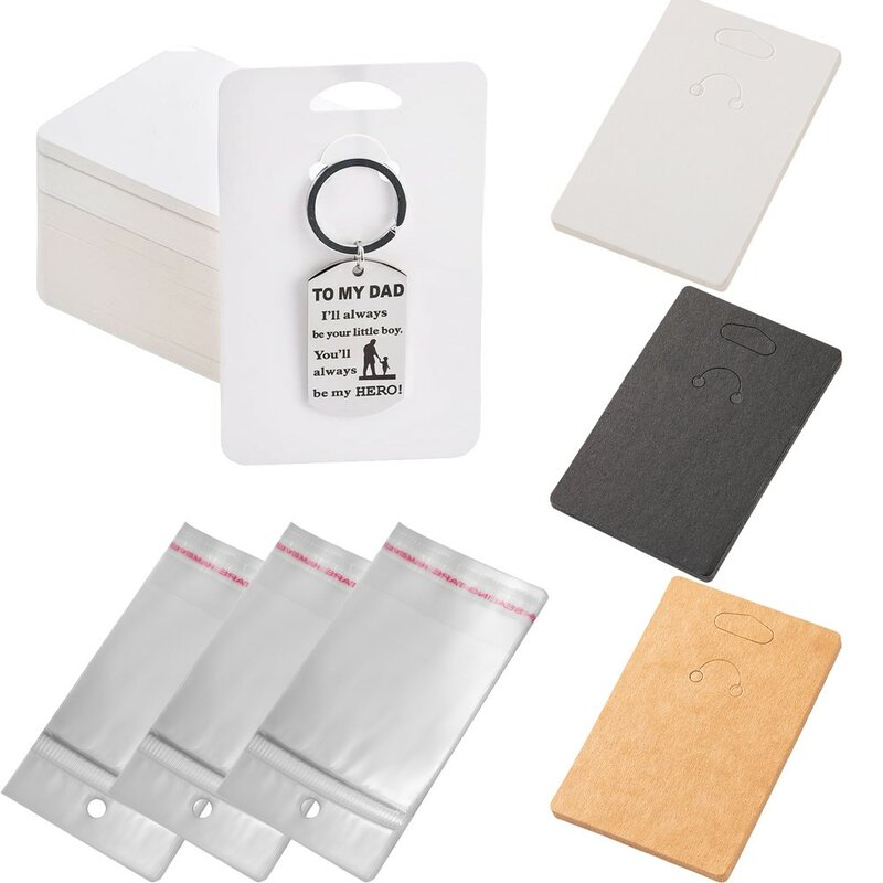 50Pcs Keychain Cardboard Display Paper Cards Self-Sealing Bags Packaging For Jewelry Small Business Packaging Supplies Wholesale