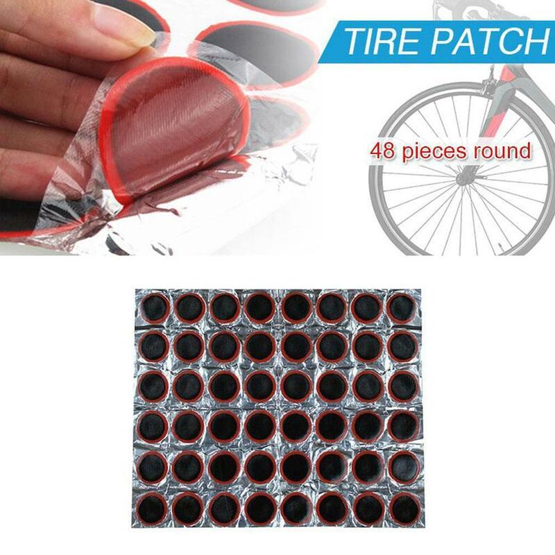 Rubber puncture repair patch para moto pneu tubo interno, kit de ferramentas ao ar livre, sem glueless, 48 peças, f8k6