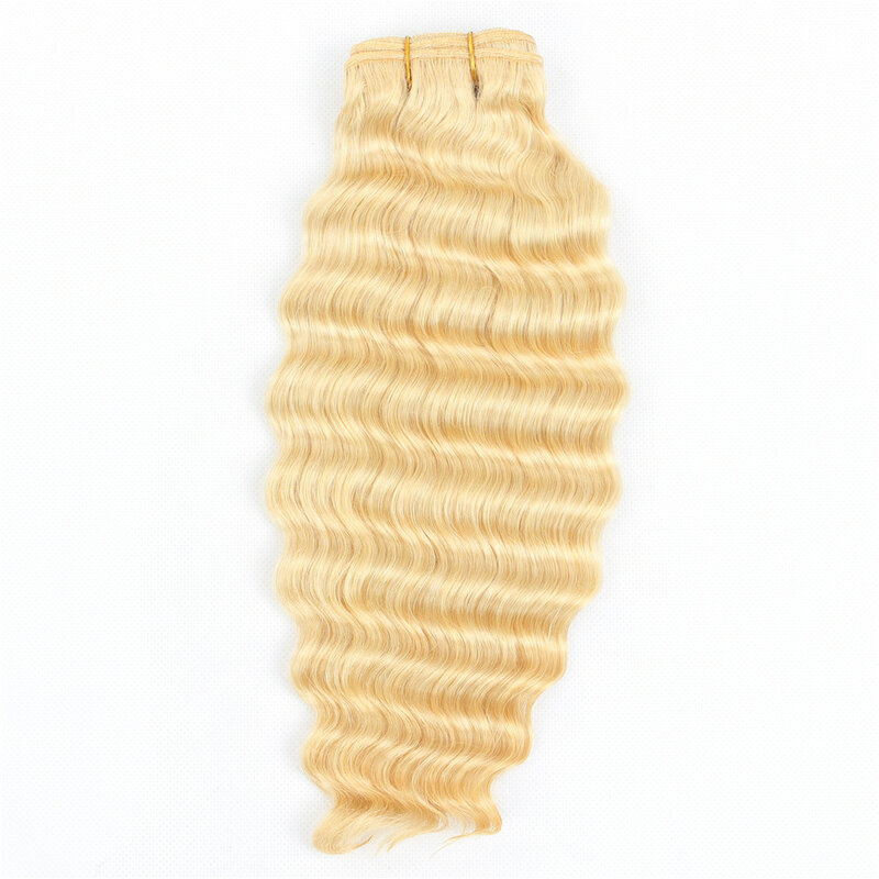613 blonde tiefe Welle lockige Bündel menschliches Haar brasilia nisches Remy Haar 10-28 30 32 Zoll Dichte Haar verlängerung 1 Stück