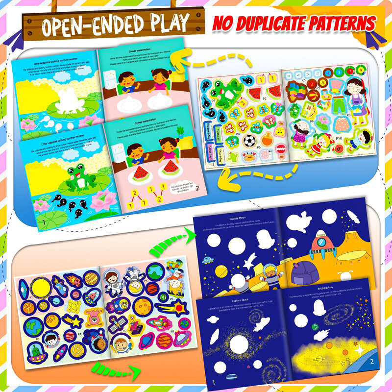 Herbruikbare Sticker Boek Scenario 'S Boeken Cartoon Dier Cognitie Voorschoolse Educatieve Montessori Leren Speelgoed Voor Kinderen 3-6y