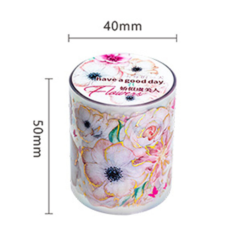 Mr. Paper Beautiful Small Flower Tape INS 3D Flower Laser Gold DIY Decoration Handbook Circulation Decal Stationery 4 Style