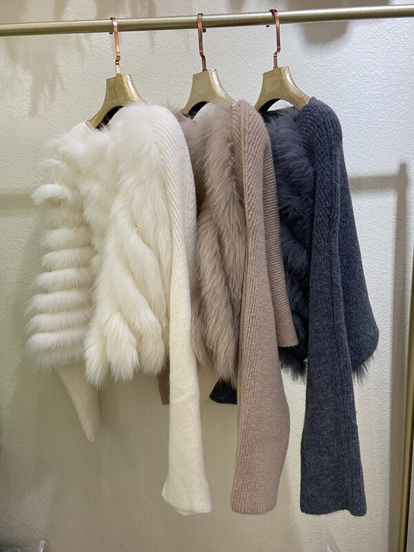 여성용 특수 디자인 리얼 여우 모피, 섹시한 짧은 스웨터, 리얼 모피, 느슨한 가을 짧은 소녀 스웨터 코트, 봄