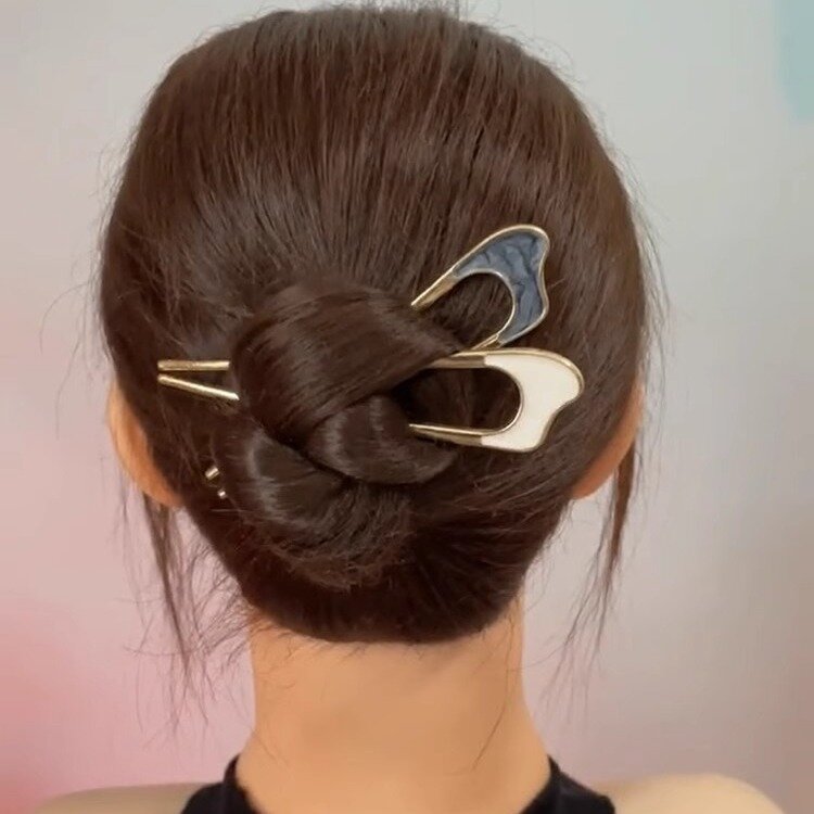 Pince à cheveux chinoise en forme de U pour femmes, artefact de cheveux en alliage, tête de boule exquise, accessoires de cheveux simples modernes pour femmes, nouveau