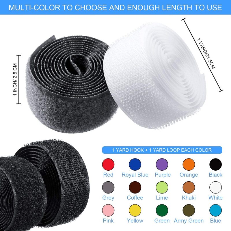 2Meters/Pair Colorful Hook Loop Fastener Tape Non-Adhesive Hook and Loop tape cable ties DIY Handcraft Sewing Accessories