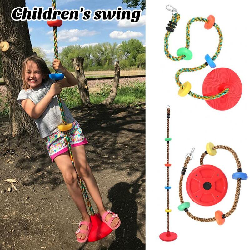 Mainan ayunan pohon anak-anak, tali panjat cakram tunggal dengan Platform dalam ruangan luar ruangan tempat bermain ayunan warna-warni untuk anak laki-laki dan perempuan