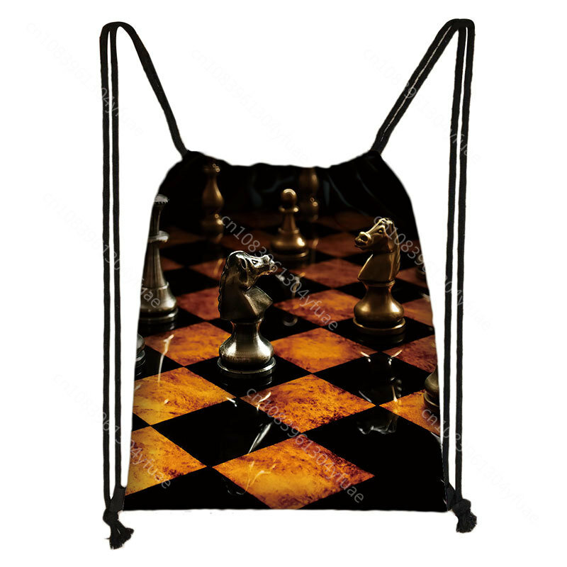 Симпатичная Шахматная сумка на шнурке с принтом, модель шахматного плеера, вместительная сумка для хранения для путешествий, держатель для обуви, рюкзак для подростков